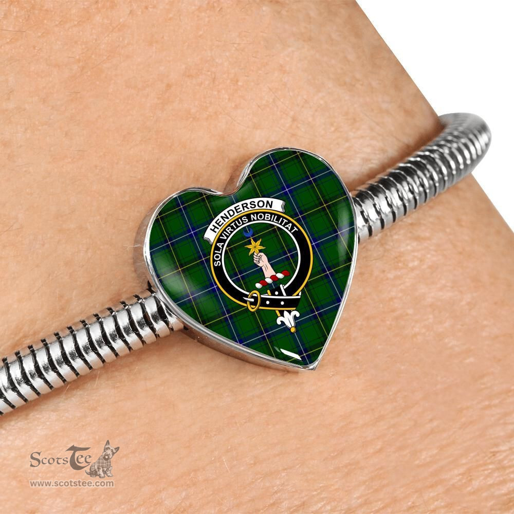 Scottish Henderson Modern Clan Tartan Bracelet - Heart Shape Pendant Scottish Plaid Tartan Plaid