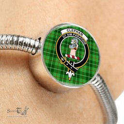 Scottish Clephan (Or Clephane) Clan Tartan Bracelet - Round Shape Pendant Scottish Plaid Tartan Plaid