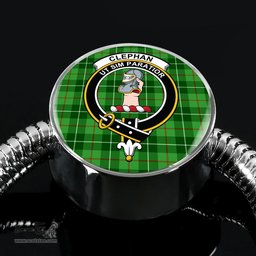 Scottish Clephan (Or Clephane) Clan Tartan Bracelet - Round Shape Pendant Scottish Plaid Tartan Plaid