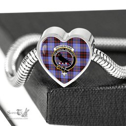 Scottish Rutherford Clan Tartan Bracelet - Heart Shape Pendant Scottish Plaid Tartan Plaid