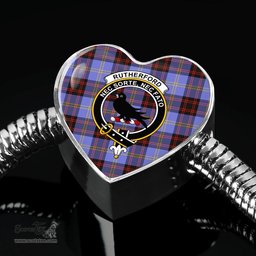 Scottish Rutherford Clan Tartan Bracelet - Heart Shape Pendant Scottish Plaid Tartan Plaid
