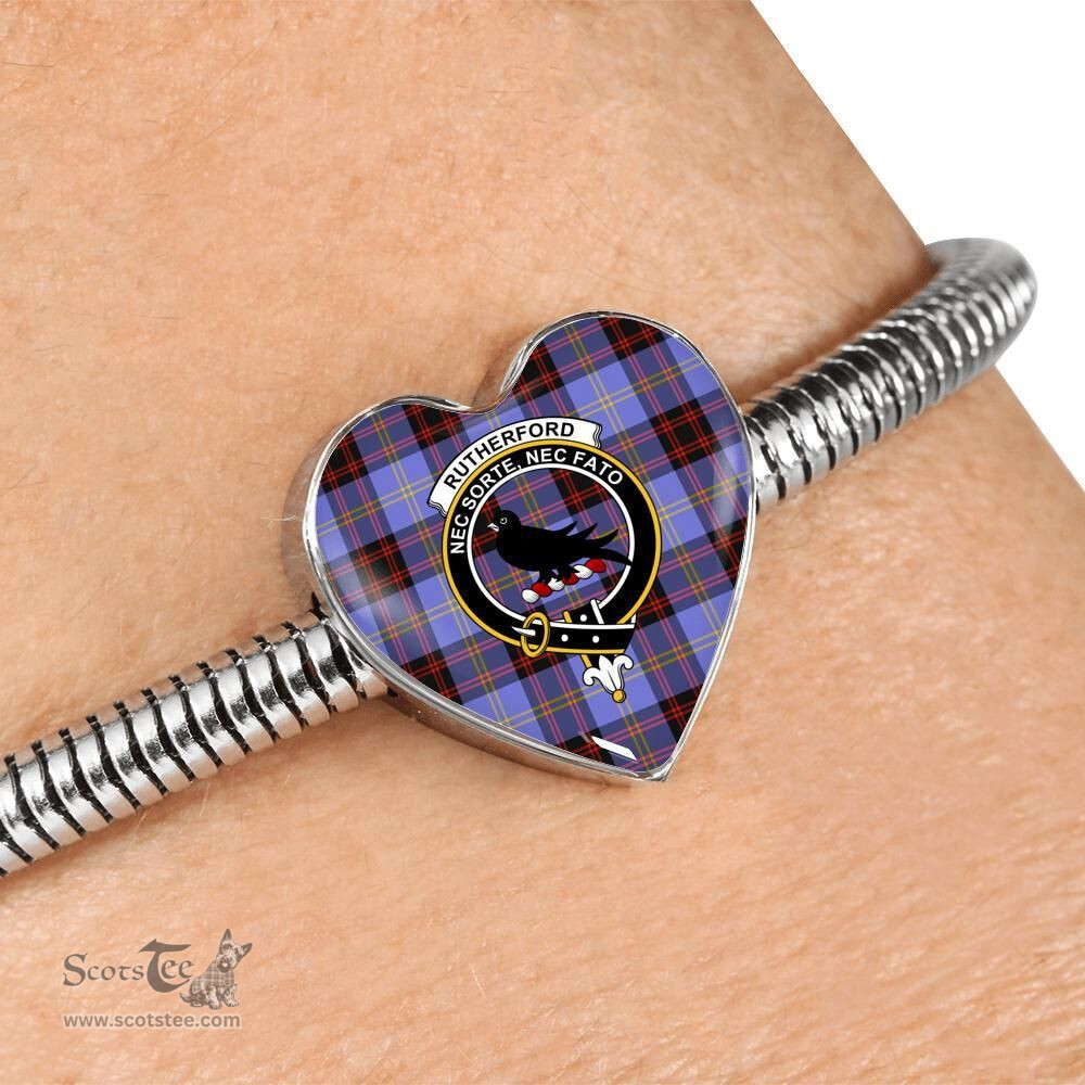 Scottish Rutherford Clan Tartan Bracelet - Heart Shape Pendant Scottish Plaid Tartan Plaid