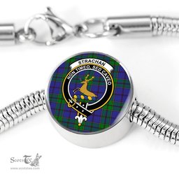 Scottish Strachan Clan Tartan Bracelet - Round Shape Pendant Scottish Plaid Tartan Plaid
