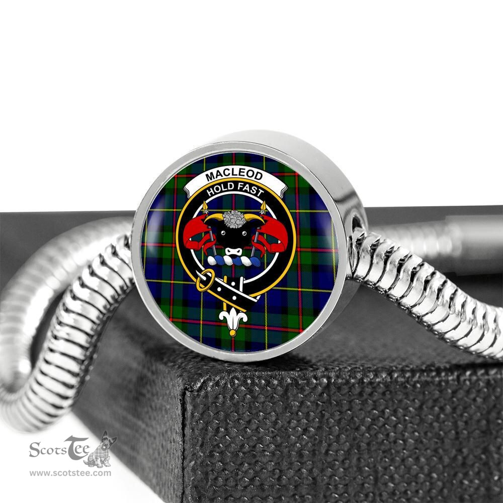 Scottish Macleod Clan Tartan Bracelet - Round Shape Pendant Scottish Plaid Tartan Plaid