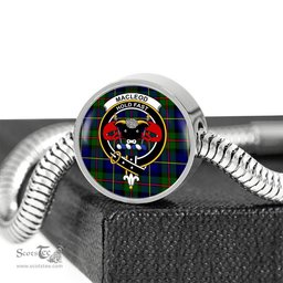 Scottish Macleod Clan Tartan Bracelet - Round Shape Pendant Scottish Plaid Tartan Plaid