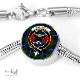 Scottish Macleod Clan Tartan Bracelet - Round Shape Pendant Scottish Plaid Tartan Plaid