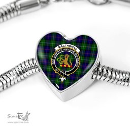 Scottish Macthomas Modern Clan Tartan Bracelet - Heart Shape Pendant Scottish Plaid Tartan Plaid