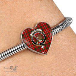 Scottish Mackinnon Modern Clan Tartan Bracelet - Heart Shape Pendant Scottish Plaid Tartan Plaid