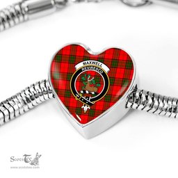 Scottish Maxwell Modern Clan Tartan Bracelet - Heart Shape Pendant Scottish Plaid Tartan Plaid
