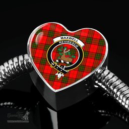 Scottish Maxwell Modern Clan Tartan Bracelet - Heart Shape Pendant Scottish Plaid Tartan Plaid