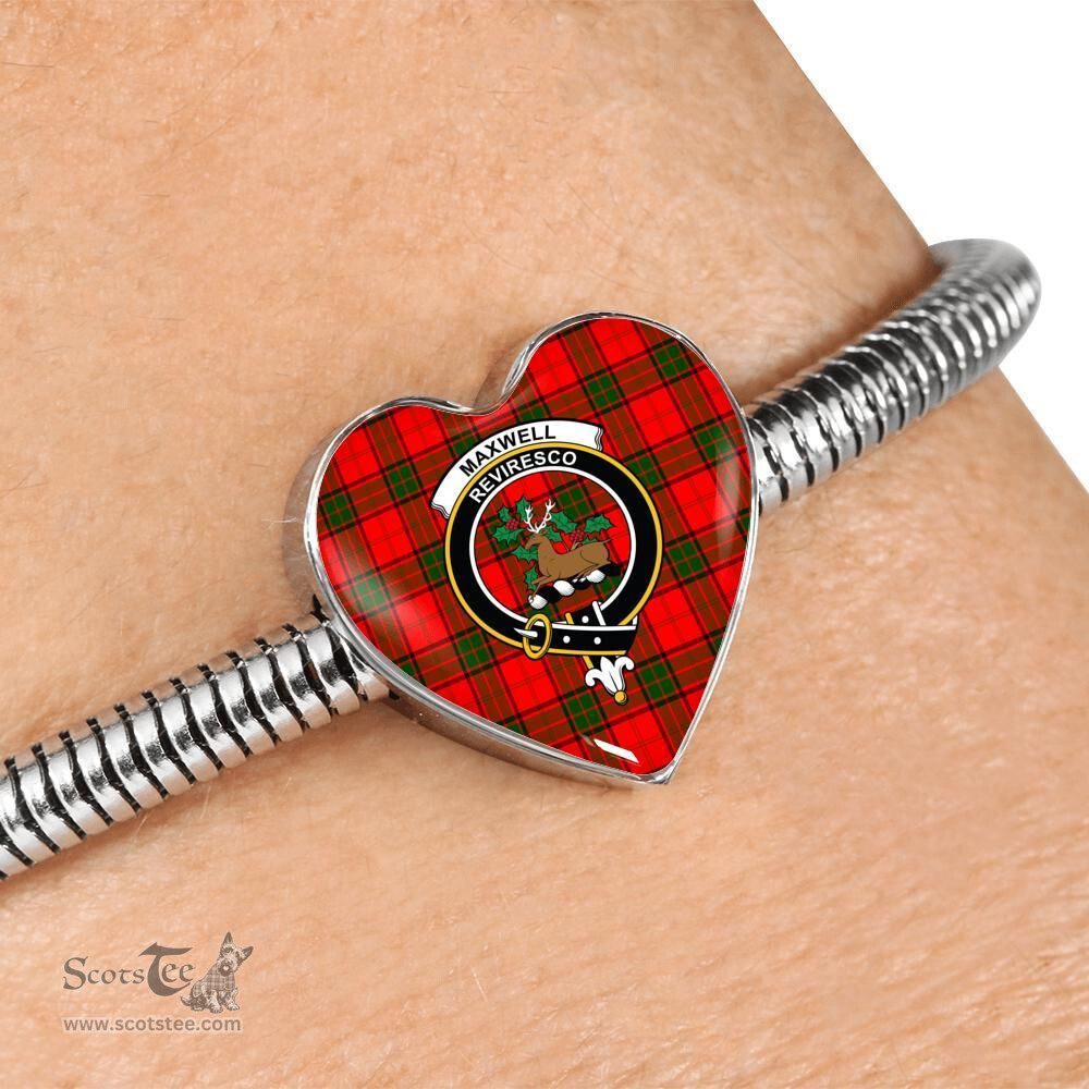 Scottish Maxwell Modern Clan Tartan Bracelet - Heart Shape Pendant Scottish Plaid Tartan Plaid