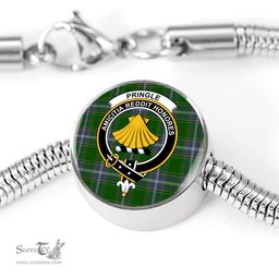 Scottish Pringle Clan Tartan Bracelet - Round Shape Pendant Scottish Plaid Tartan Plaid