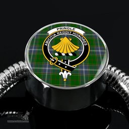 Scottish Pringle Clan Tartan Bracelet - Round Shape Pendant Scottish Plaid Tartan Plaid