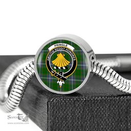 Scottish Pringle Clan Tartan Bracelet - Round Shape Pendant Scottish Plaid Tartan Plaid