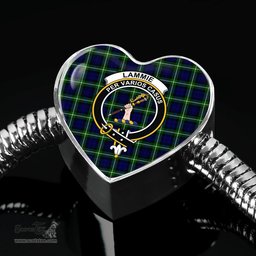 Scottish Lammie Clan Tartan Bracelet - Heart Shape Pendant Scottish Plaid Tartan Plaid