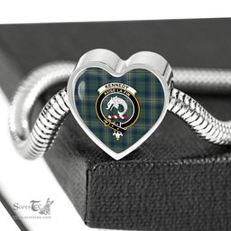 Scottish Kennedy Modern Clan Tartan Bracelet - Heart Shape Pendant Scottish Plaid Tartan Plaid