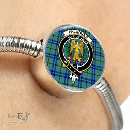 Scottish Falconer Clan Tartan Bracelet - Round Shape Pendant Scottish Plaid Tartan Plaid