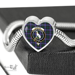 Scottish Hunter Modern Clan Tartan Bracelet - Heart Shape Pendant Scottish Plaid Tartan Plaid