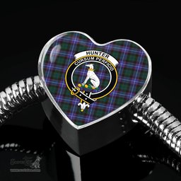 Scottish Hunter Modern Clan Tartan Bracelet - Heart Shape Pendant Scottish Plaid Tartan Plaid