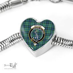 Scottish Macneil Of Colonsay Clan Tartan Bracelet - Heart Shape Pendant Scottish Plaid Tartan Plaid