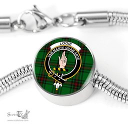 Scottish Logie  Clan Tartan Bracelet - Round Shape Pendant Scottish Plaid Tartan Plaid
