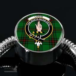 Scottish Logie  Clan Tartan Bracelet - Round Shape Pendant Scottish Plaid Tartan Plaid