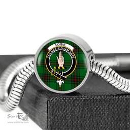 Scottish Logie  Clan Tartan Bracelet - Round Shape Pendant Scottish Plaid Tartan Plaid