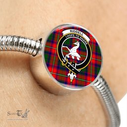 Scottish Riddell Clan Tartan Bracelet - Round Shape Pendant Scottish Plaid Tartan Plaid