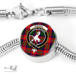 Scottish Riddell Clan Tartan Bracelet - Round Shape Pendant Scottish Plaid Tartan Plaid