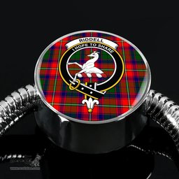 Scottish Riddell Clan Tartan Bracelet - Round Shape Pendant Scottish Plaid Tartan Plaid