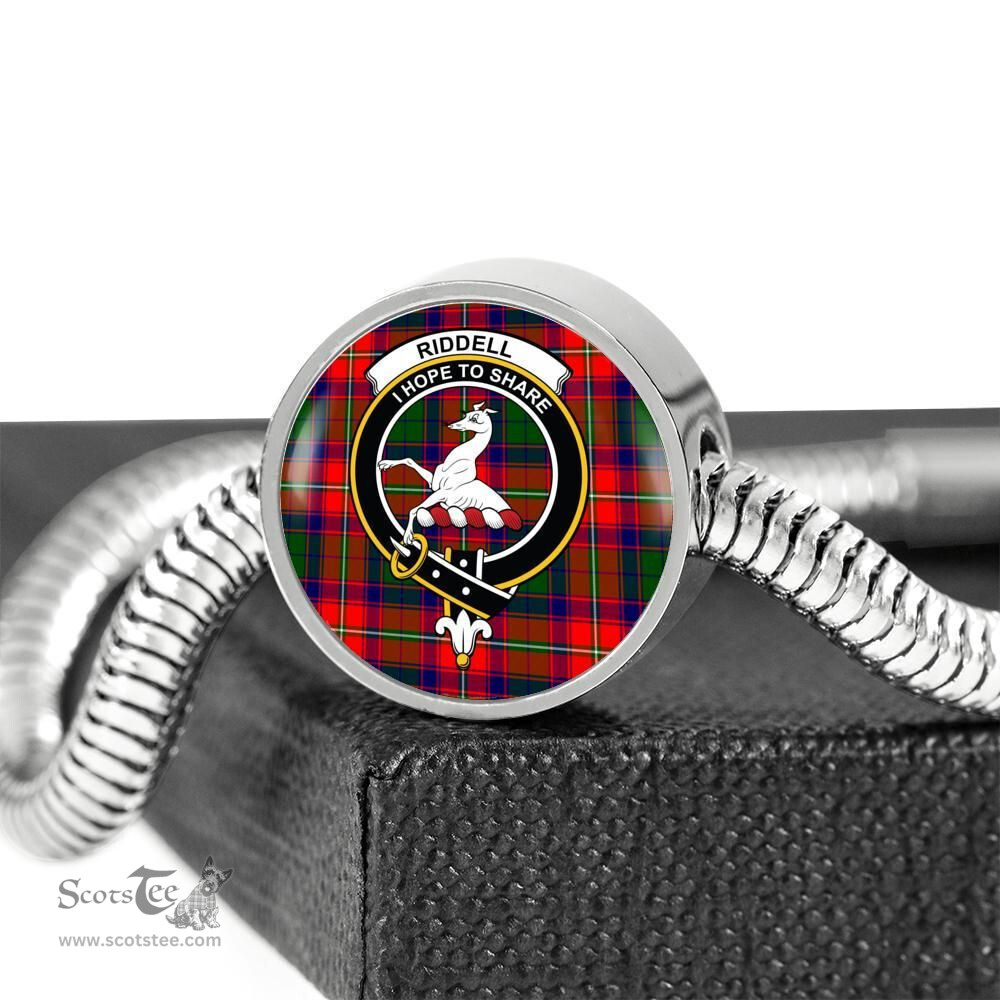 Scottish Riddell Clan Tartan Bracelet - Round Shape Pendant Scottish Plaid Tartan Plaid
