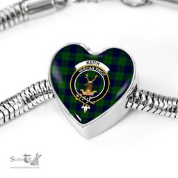 Scottish Keith Modern Clan Tartan Bracelet - Heart Shape Pendant Scottish Plaid Tartan Plaid