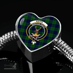 Scottish Keith Modern Clan Tartan Bracelet - Heart Shape Pendant Scottish Plaid Tartan Plaid