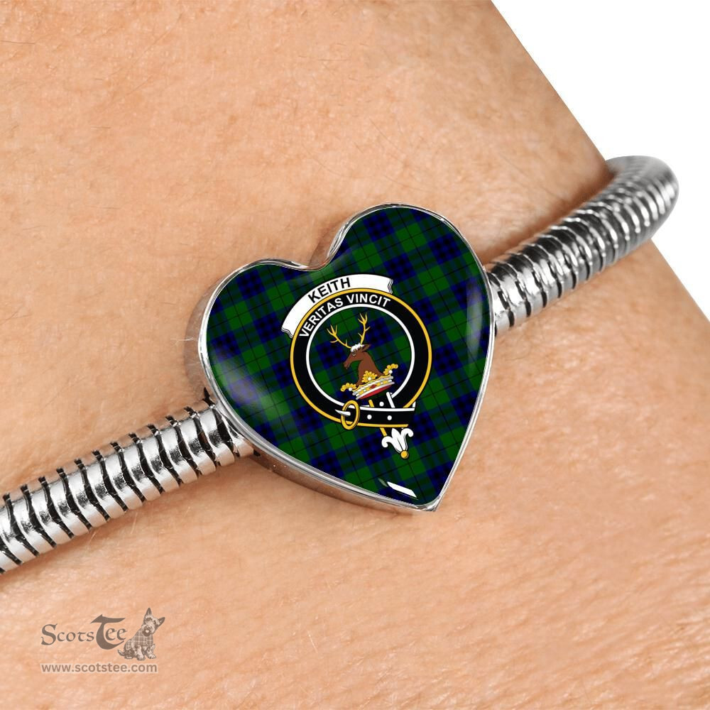 Scottish Keith Modern Clan Tartan Bracelet - Heart Shape Pendant Scottish Plaid Tartan Plaid