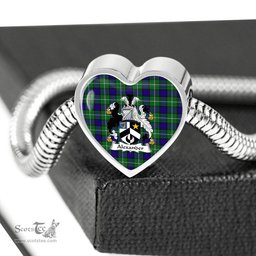 Scottish Alexander Clan Tartan Bracelet - Heart Shape Pendant Scottish Plaid Tartan Plaid