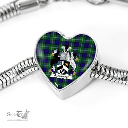 Scottish Alexander Clan Tartan Bracelet - Heart Shape Pendant Scottish Plaid Tartan Plaid