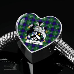 Scottish Alexander Clan Tartan Bracelet - Heart Shape Pendant Scottish Plaid Tartan Plaid