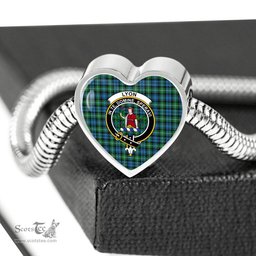 Scottish Lyon Clan Tartan Bracelet - Heart Shape Pendant Scottish Plaid Tartan Plaid