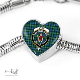 Scottish Lyon Clan Tartan Bracelet - Heart Shape Pendant Scottish Plaid Tartan Plaid