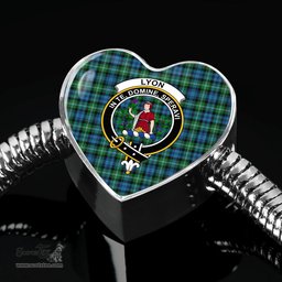 Scottish Lyon Clan Tartan Bracelet - Heart Shape Pendant Scottish Plaid Tartan Plaid