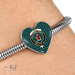 Scottish Lyon Clan Tartan Bracelet - Heart Shape Pendant Scottish Plaid Tartan Plaid