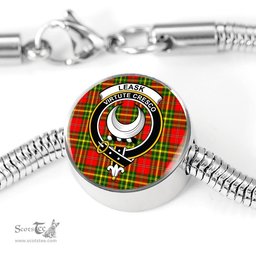 Scottish Leask Clan Tartan Bracelet - Round Shape Pendant Scottish Plaid Tartan Plaid