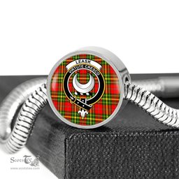 Scottish Leask Clan Tartan Bracelet - Round Shape Pendant Scottish Plaid Tartan Plaid
