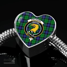 Scottish Haldane Clan Tartan Bracelet - Heart Shape Pendant Scottish Plaid Tartan Plaid