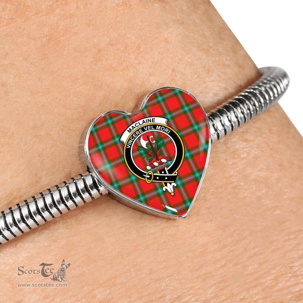 Scottish Maclaine Of Loch Buie Clan Tartan Bracelet - Heart Shape Pendant Scottish Plaid Tartan Plaid