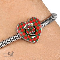 Scottish Maclaine Of Loch Buie Clan Tartan Bracelet - Heart Shape Pendant Scottish Plaid Tartan Plaid