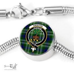 Scottish Swinton Clan Tartan Bracelet - Round Shape Pendant Scottish Plaid Tartan Plaid