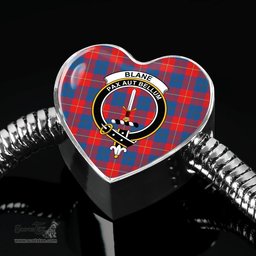 Scottish Blane Clan Tartan Bracelet - Heart Shape Pendant Scottish Plaid Tartan Plaid