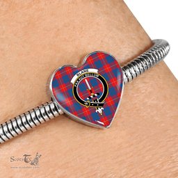 Scottish Blane Clan Tartan Bracelet - Heart Shape Pendant Scottish Plaid Tartan Plaid