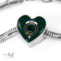 Scottish Mackie Clan Tartan Bracelet - Heart Shape Pendant Scottish Plaid Tartan Plaid